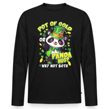 St. Patrick's Day Panda-Umarmung - Männer Premium Bio Langarmshirt - Schwarz - Vorne - Nico (187cm)