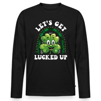 St. Patrick's Day Kleeblatt Lass uns Glück haben - Männer Premium Bio Langarmshirt - Schwarz - Vorne - Nico (187cm)