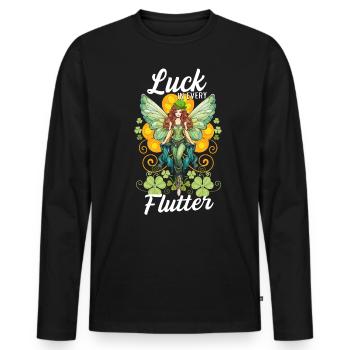 St. Patrick's Day: Glück in jedem Flattern - Männer Premium Bio Langarmshirt - Schwarz - Vorne - Nico (187cm)