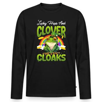 St. Patrick's Day Frosch - Männer Premium Bio Langarmshirt - Schwarz - Vorne - Nico (187cm)