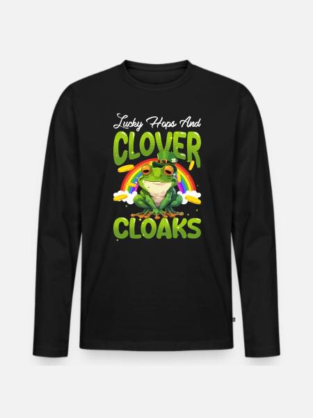 St. Patrick's Day Frog - Men's Premium Organic Long Sleeve Shirt - black