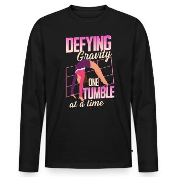 Tumbling Fitness Akrobatik - Männer Premium Bio Langarmshirt - Schwarz - Vorne - Nico (187cm)