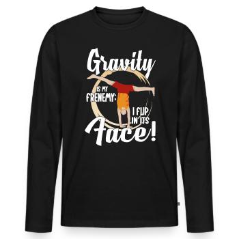 Tumbling Fitness Akrobatik - Männer Premium Bio Langarmshirt - Schwarz - Vorne - Nico (187cm)