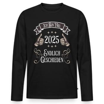 Lustiges Ich Bin Frei 2025 – Endlich Geschieden - Männer Premium Bio Langarmshirt - Schwarz - Vorne - Nico (187cm)