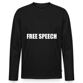 Free Speech Shirt und Sticker Freiheit Frieden - Männer Premium Bio Langarmshirt - Schwarz - Vorne - Nico (187cm)