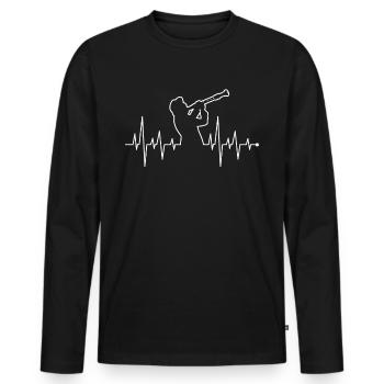 Battements cardiaques Rythme cardiaque Rythme cardiaque Clarinette Chemise - T-shirt manches longues Premium bio Homme - noir - Devant - Nico (187cm)