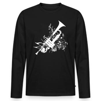 Trompette joueur trompette chemise cadeau - T-shirt manches longues Premium bio Homme - noir - Devant - Nico (187cm)