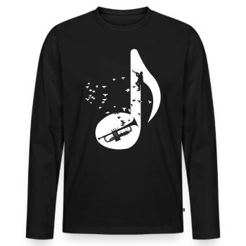 Trompette Joueur Trompette Chemise Note Cadeau - T-shirt manches longues Premium bio Homme - noir - Devant - Nico (187cm)