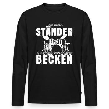 Drummer Schlagzeuger T-Shirt Schlagzeug Drum - Männer Premium Bio Langarmshirt - Schwarz - Vorne - Nico (187cm)