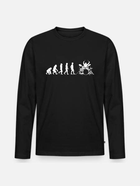 Drummer Schlagzeuger T-Shirt Schlagzeug Evolution - Männer Premium Bio Langarmshirt - Schwarz