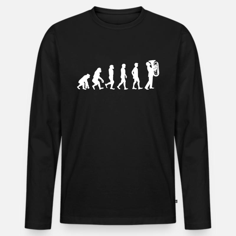 Tuba Spieler T-Shirt Geschenk Evolution - Männer Premium Bio Langarmshirt - Schwarz