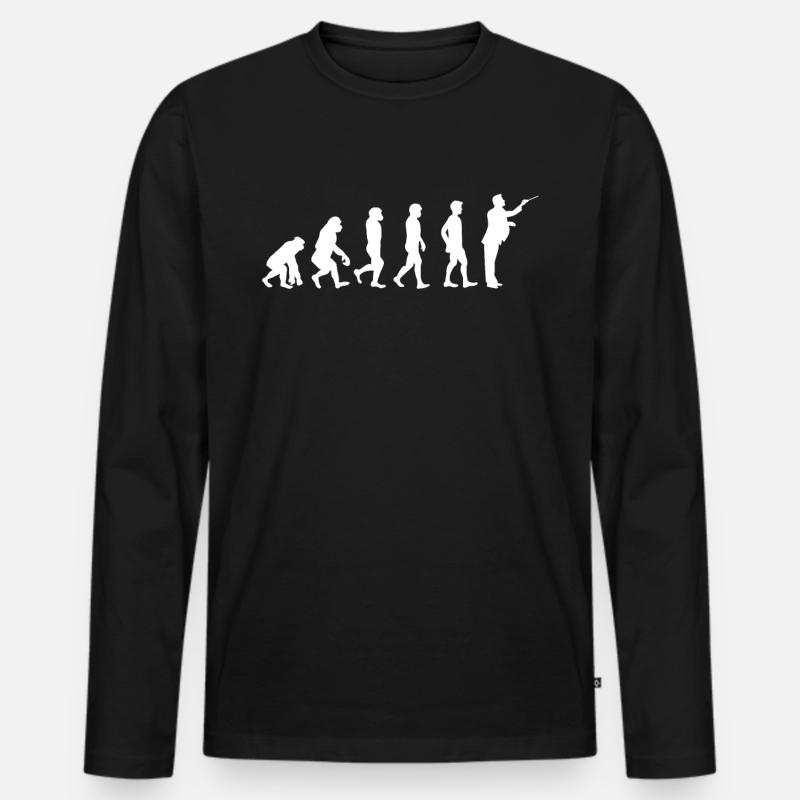 Orchester Dirigent T-Shirt Evolution Kapellmeister - Männer Premium Bio Langarmshirt - Schwarz
