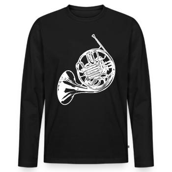 Horn joueur T-shirt cadeau - T-shirt manches longues Premium bio Homme - noir - Devant - Nico (187cm)
