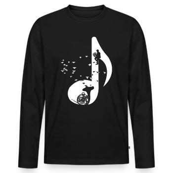 Coffret T-shirt de joueur de cor français - T-shirt manches longues Premium bio Homme - noir - Devant - Nico (187cm)