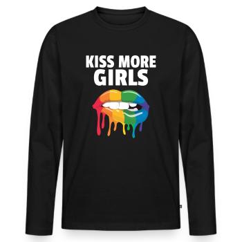 Lesbian Couple Homosexual LGBTQ Queer Pride - Men's Premium Organic Long Sleeve Shirt - black - Front - Nico (187cm)