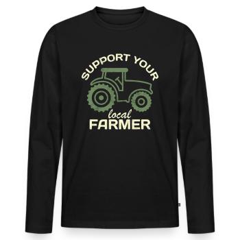 Support Your Local Farmer Farmers Local Food - Men's Premium Organic Long Sleeve Shirt - black - Front - Nico (187cm)