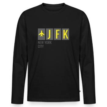 Code de l’aéroport JFK New York City - T-shirt manches longues Premium bio Homme - noir - Devant - Nico (187cm)