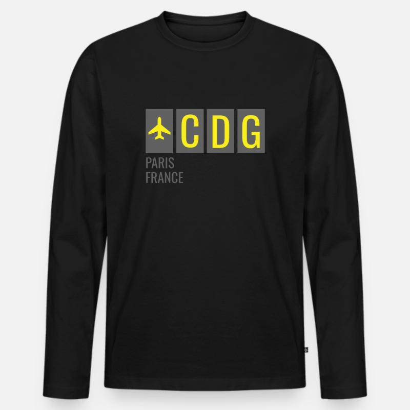 CDG Paris Frankreich Flughafen Code - Männer Premium Bio Langarmshirt - Schwarz