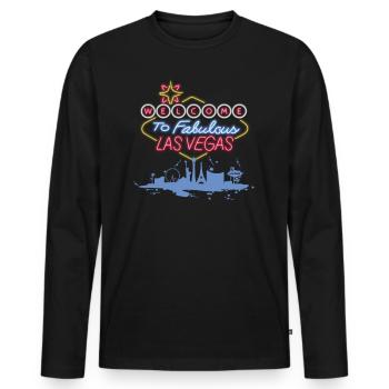 Bienvenue à Las Vegas Bouclier Nevada - T-shirt manches longues Premium bio Homme - noir - Devant - Nico (187cm)