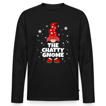 Drôle de pyjama de famille Gnome bavard assorti - T-shirt manches longues Premium bio Homme - noir - Devant - Nico (187cm)