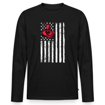 Manual Gear Shift Funny Patriotic Manual - Men's Premium Organic Long Sleeve Shirt - black - Front - Nico (187cm)