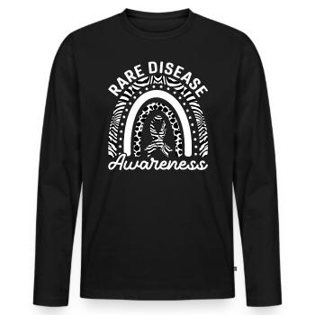 Rare Disease Awareness Zebra Ribbon Genetic - Men's Premium Organic Long Sleeve Shirt - black - Front - Nico (187cm)