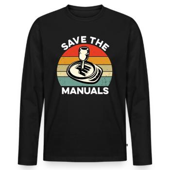 Save The Manuals Funny Car Manual Shifting Three - Men's Premium Organic Long Sleeve Shirt - black - Front - Nico (187cm)