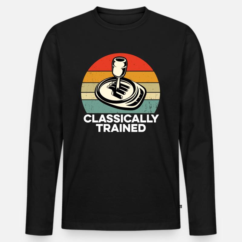 Klassisch ausgebildeter manueller Schaltknüppel - Männer Premium Bio Langarmshirt - Schwarz