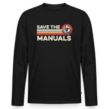 Enregistrer les manuels Manuel du bâton manuel de la vraie voiture - T-shirt manches longues Premium bio Homme - noir - Devant - Nico (187cm)