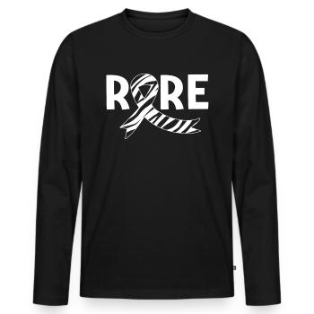 Rare Disease Awareness Zebra Striped Ribbon Rare - Men's Premium Organic Long Sleeve Shirt - black - Front - Nico (187cm)