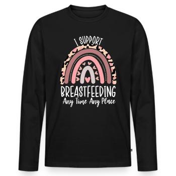 Drôle Allaitement Allaitement Spécialiste De Lactation Pompage - T-shirt manches longues Premium bio Homme - noir - Devant - Nico (187cm)