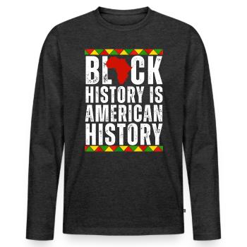 L’histoire des Noirs est l’histoire américaine afrocentrique - T-shirt manches longues Premium bio Homme - anthracite chiné - Devant - Nico (187cm)