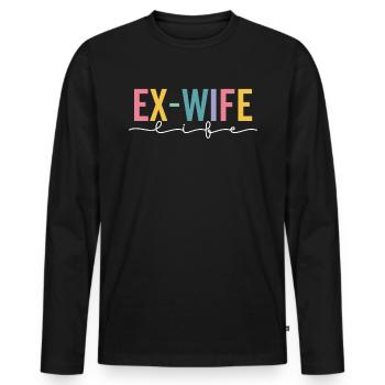 Ex Femme Mariage Fin Femme Rétro Groovy Drôle - T-shirt manches longues Premium bio Homme - noir - Devant - Nico (187cm)