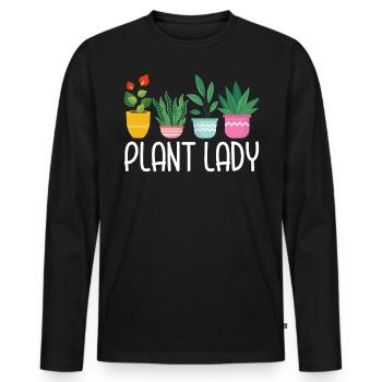 Plante Lady Drôle Jardinage Amant Pot Tête Plante - T-shirt manches longues Premium bio Homme - noir - Devant - Nico (187cm)