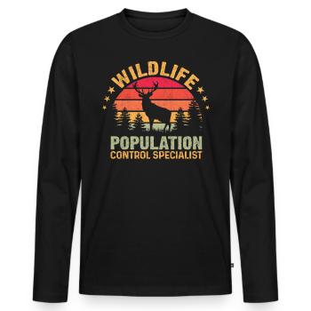 Drôle De Chasse Cerf Chuchoter Chasseur De La Faune - T-shirt manches longues Premium bio Homme - noir - Devant - Nico (187cm)
