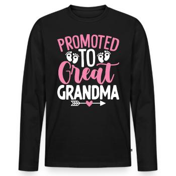 Promoted to be Great Grandma Funny Mamaw - Men's Premium Organic Long Sleeve Shirt - black - Front - Nico (187cm)