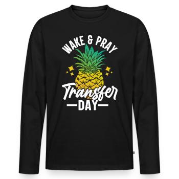 Wake Pray Transfer Day Orange Ribbon IVF Egg - T-shirt manches longues Premium bio Homme - noir - Devant - Nico (187cm)