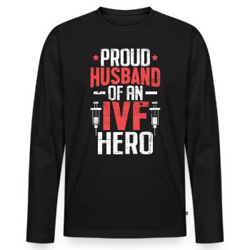 FIV Fécondation Conjugale Vitro FIV 1 sur 8 Orange - T-shirt manches longues Premium bio Homme - noir - Devant - Nico (187cm)