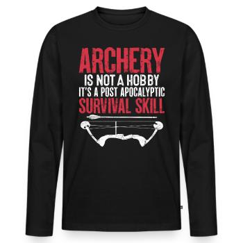 Funny Archery Fletch Recurve Bow Arrow Hunting - Men's Premium Organic Long Sleeve Shirt - black - Front - Nico (187cm)