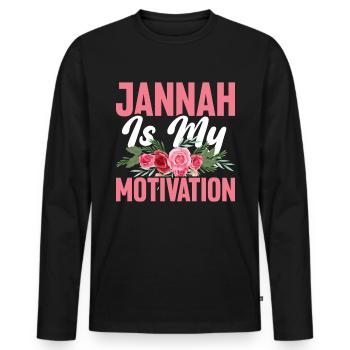 Jannah est ma motivation drôle Coran musulman - T-shirt manches longues Premium bio Homme - noir - Devant - Nico (187cm)