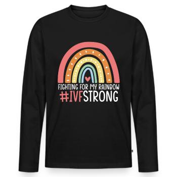 Se battre pour mon arc-en-ciel IVF Collecte d’ovules drôle - T-shirt manches longues Premium bio Homme - noir - Devant - Nico (187cm)