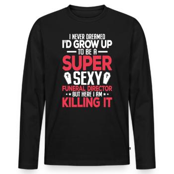 Super sexy directeur de pompes funèbres Morticien drôle - T-shirt manches longues Premium bio Homme - noir - Devant - Nico (187cm)