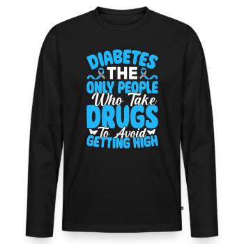 Lustiger Diabetiker T1D Nutzloser Bauchspeicheldrüse Diabetes - Männer Premium Bio Langarmshirt - Schwarz - Vorne - Nico (187cm)