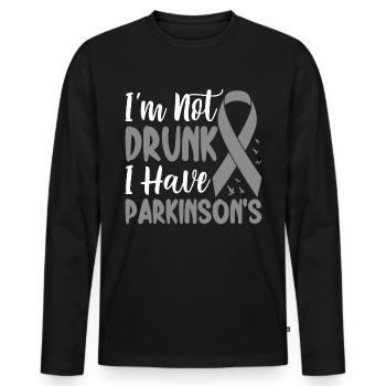 Je ne suis pas ivre J’ai la maladie de Parkinson chronique - T-shirt manches longues Premium bio Homme - noir - Devant - Nico (187cm)