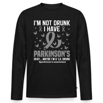 Ich bin nicht betrunken, ich habe Parkinson, PD Warrior - Männer Premium Bio Langarmshirt - Schwarz - Vorne - Nico (187cm)