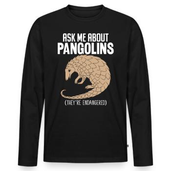 Frag mich nach Schuppentieren nachtaktiv vom Aussterben bedroht - Männer Premium Bio Langarmshirt - Schwarz - Vorne - Nico (187cm)