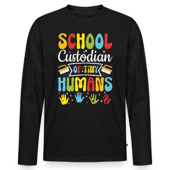 Gardien D’école De Minuscules Humains Drôle Concierge - T-shirt manches longues Premium bio Homme - noir - Devant - Nico (187cm)