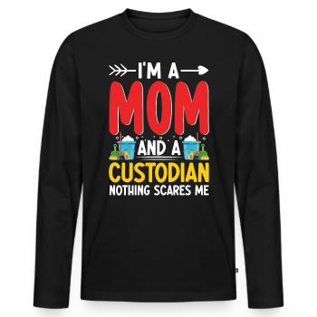 Nothing Scare Me Drôle Gardienne Concierge Maman - T-shirt manches longues Premium bio Homme - noir - Devant - Nico (187cm)