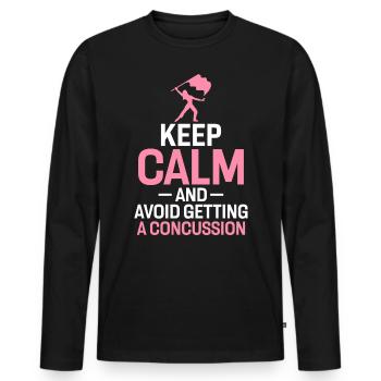 Keep Calm and Avoid Getting A Concussion Funny - Men's Premium Organic Long Sleeve Shirt - black - Front - Nico (187cm)