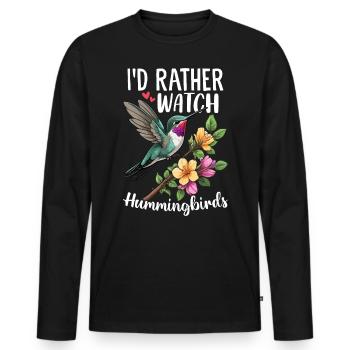 Je préfère regarder les colibris Nectar Bird - T-shirt manches longues Premium bio Homme - noir - Devant - Nico (187cm)